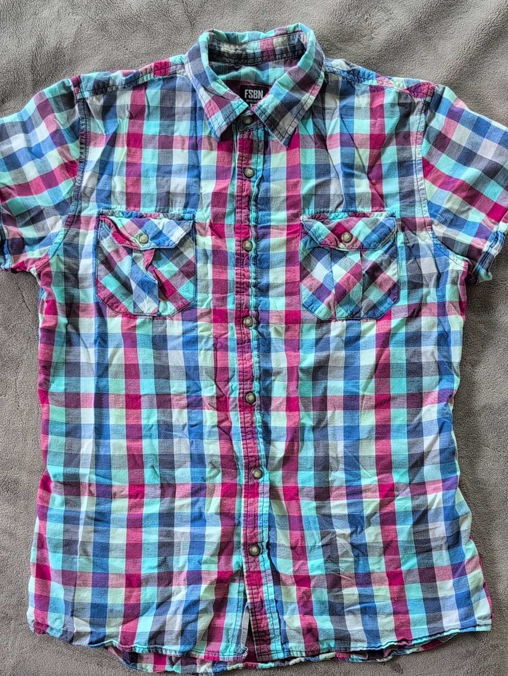 Boys Plaid Short-Sleeve Button-Up Checkered Shirt